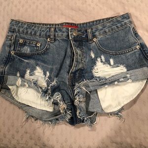 Signature 8 Denim Shorts with Destroyed Detail